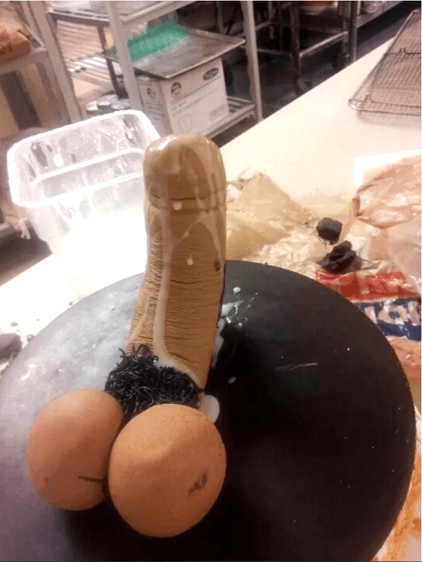 Penis cake for hens night with cupcakes